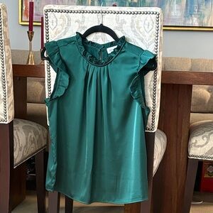 Evereve Green Ruffle Blouse